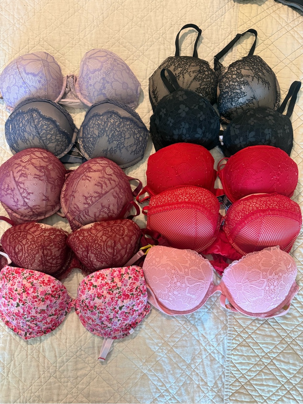 Victorias’s Secret Push-Up Bras- lot of 10, size 32 DD